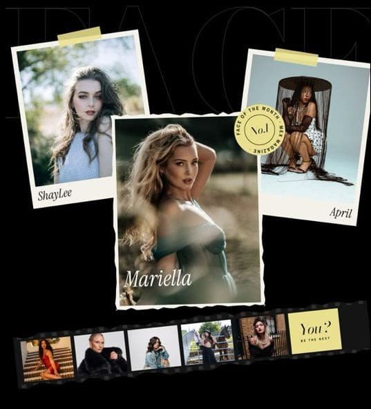Polaroids of MEX cover faces ShayLee, Mariella, and April